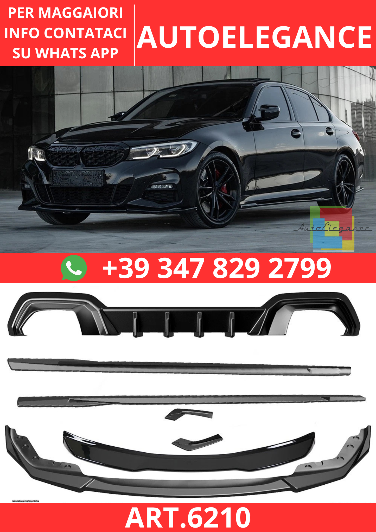🔥ART.6210 BODYKIT COMPATIBILE CON BMW SERIE 3 G20 / G21 M PACK 2018–2022🔥