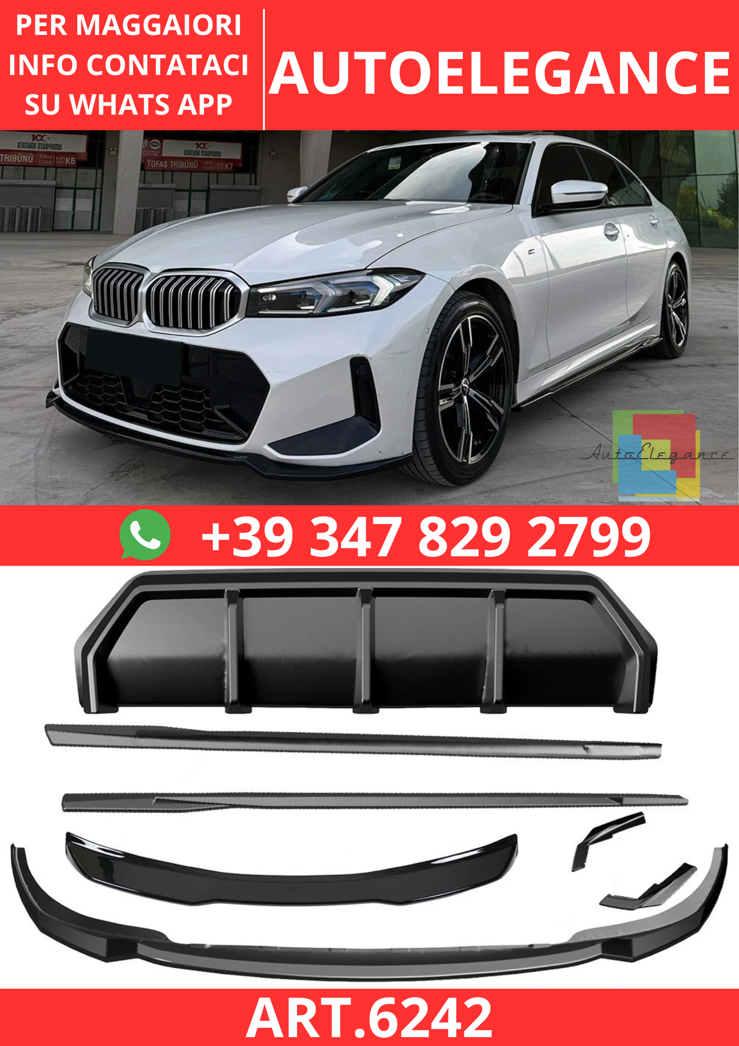 🔥ART.6242 BODYKIT COMPATIBILE CON BMW SERIE 3 G20 / G21 M PACK M340i DAL 2022🔥
