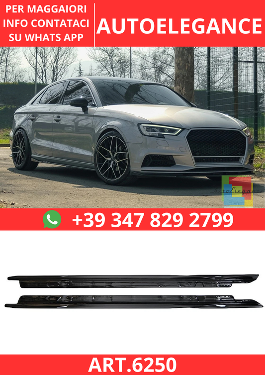 🔥ART.6250 MINIGONNE LATERALI PER AUDI A3 8V FACELIFT SEDAN 2016–2020🔥