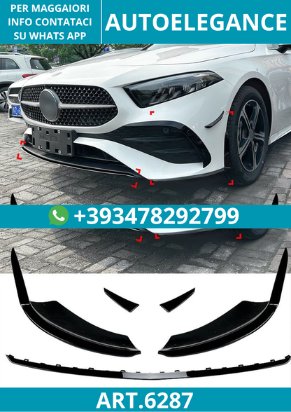 6286⭐AERO FLAPS NERO Anteriore adatto per Mercedes W177 Classe A restyling⭐