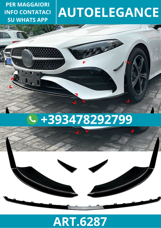 6286⭐AERO FLAPS NERO Anteriore adatto per Mercedes W177 Classe A restyling⭐
