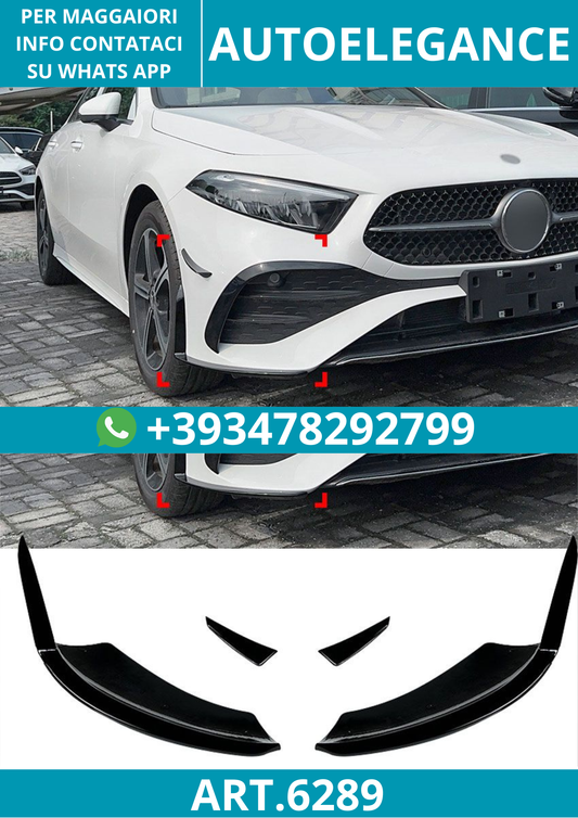 6289⭐AERO FLAPS SPLITTER NERO adatto per Mercedes W177 Classe A restyling⭐