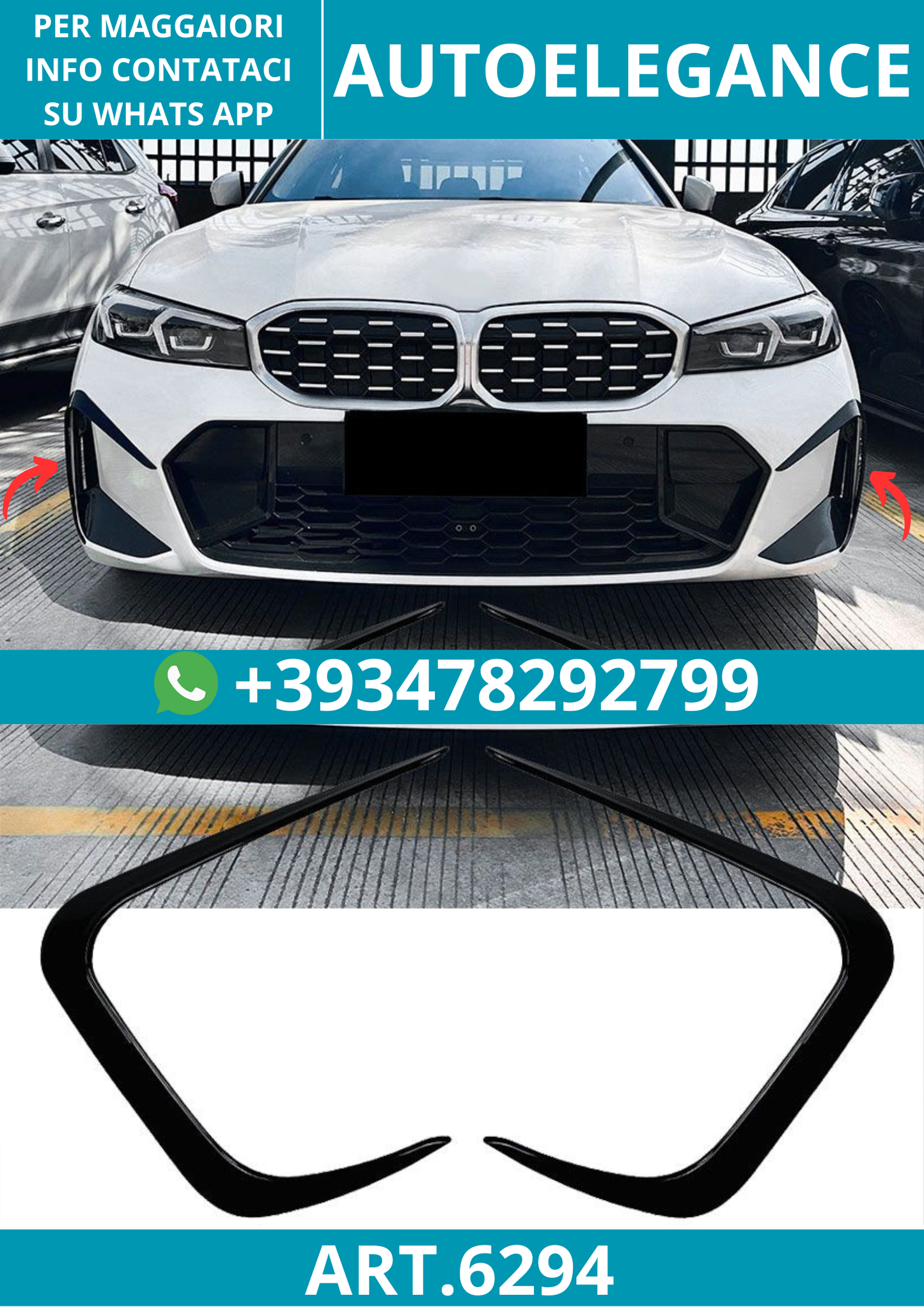 6294⭐SPOILER ANTERIORE FLAPS SPOILER adatto per BMW G20 G21 LCI dal 07/2022⭐