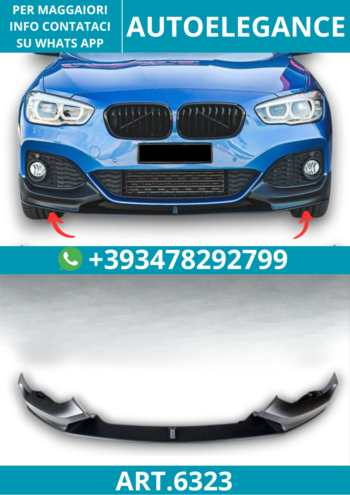 6323⭐Splitter adatto per BMW Serie 1 F20 F21 LCI con pacchetto M-Tech 15-19⭐