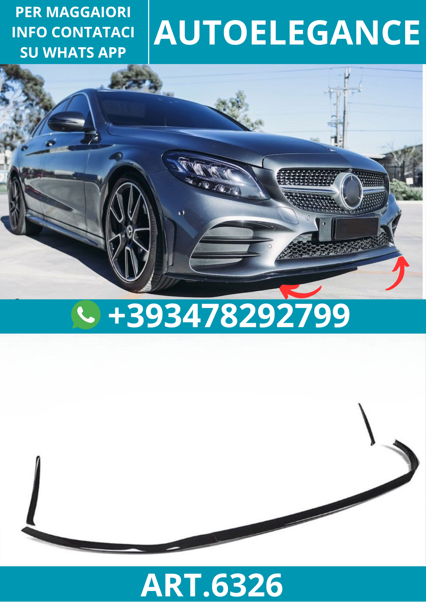 6326⭐Splitter adatto per Mercedes W205 AMG-Line Facelift 2018-2021⭐