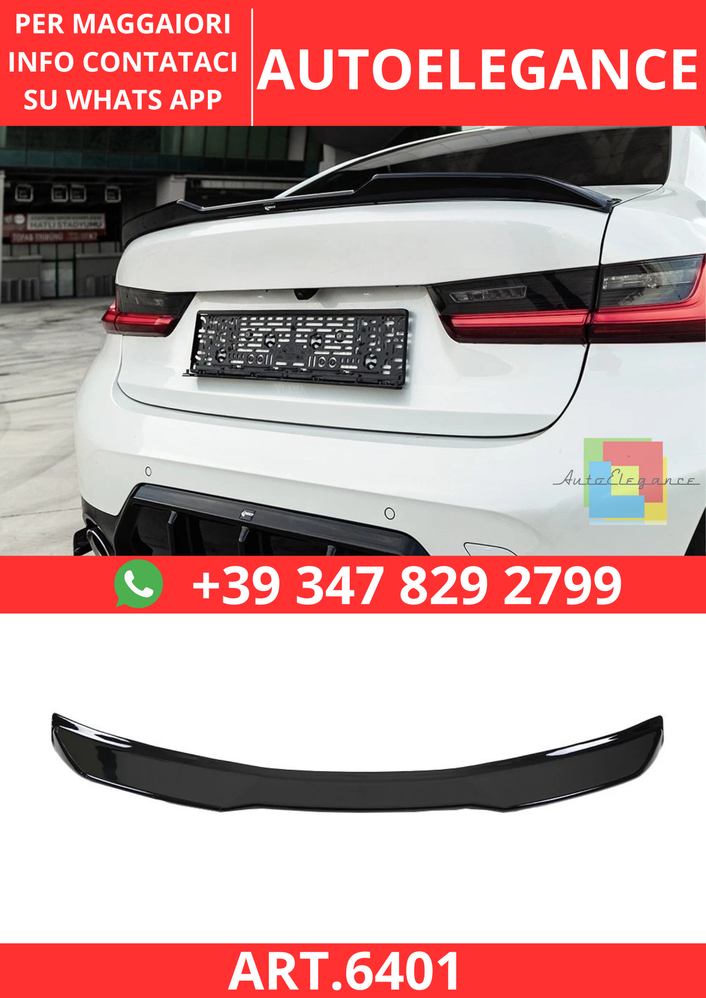 🔥ART.6401 SPOILER PER BMW SERIE 3/M3/M-PACK G20/G80 BERLINA DAL 2018🔥