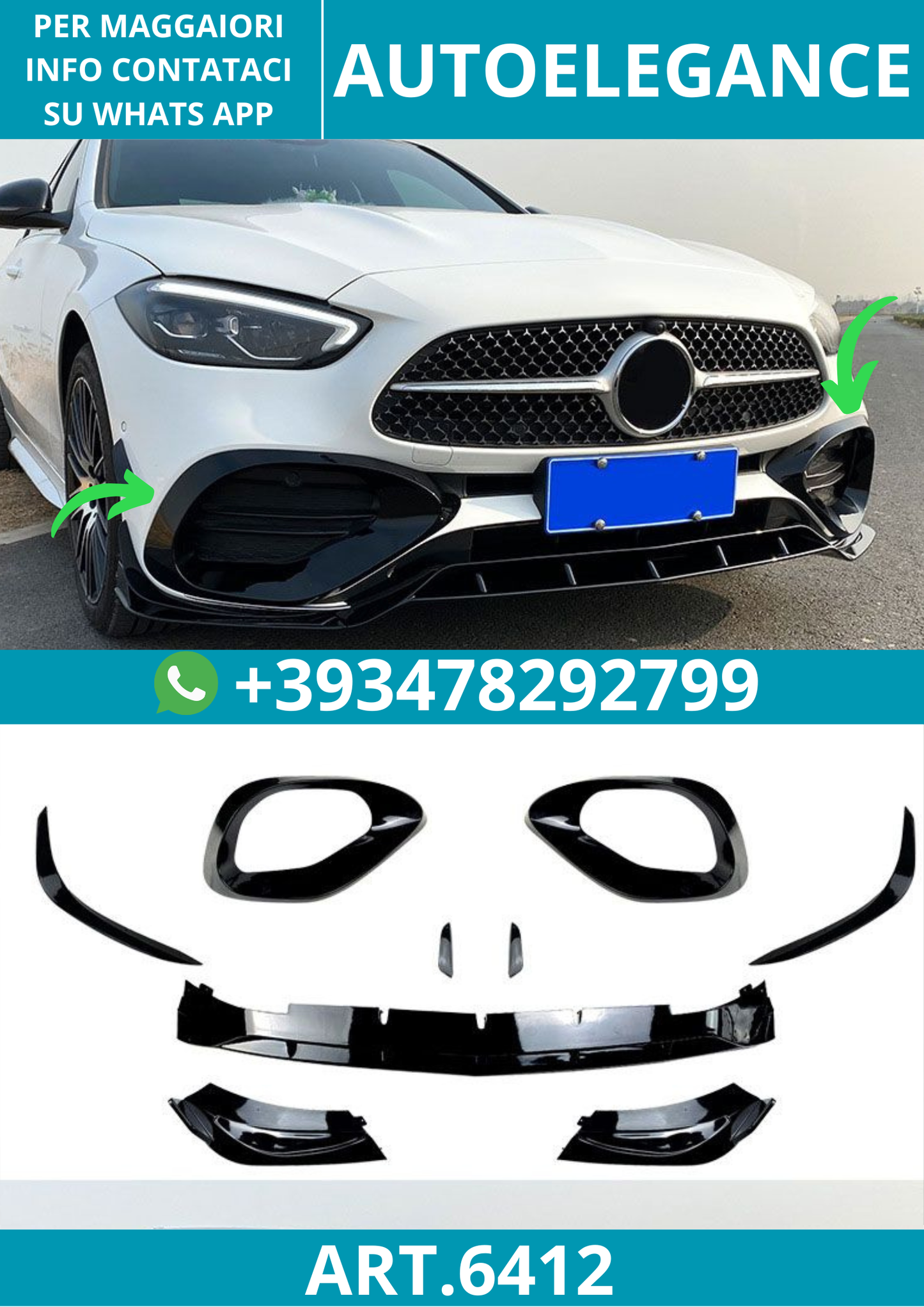 6412⭐Spoiler anteriore adatto per W206 S206 Classe C AMG Line⭐