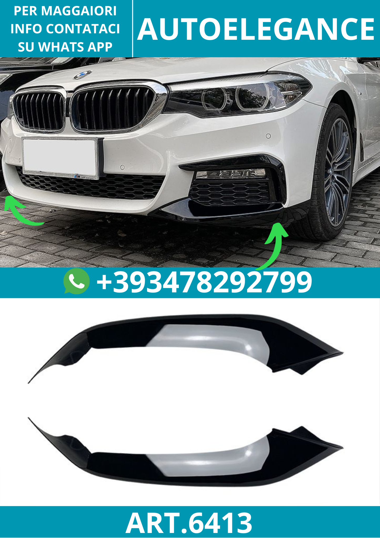 6413⭐Splitter adatto per BMW serie 5 G30 G31 pre-LCI con pacchetto M-Tech⭐
