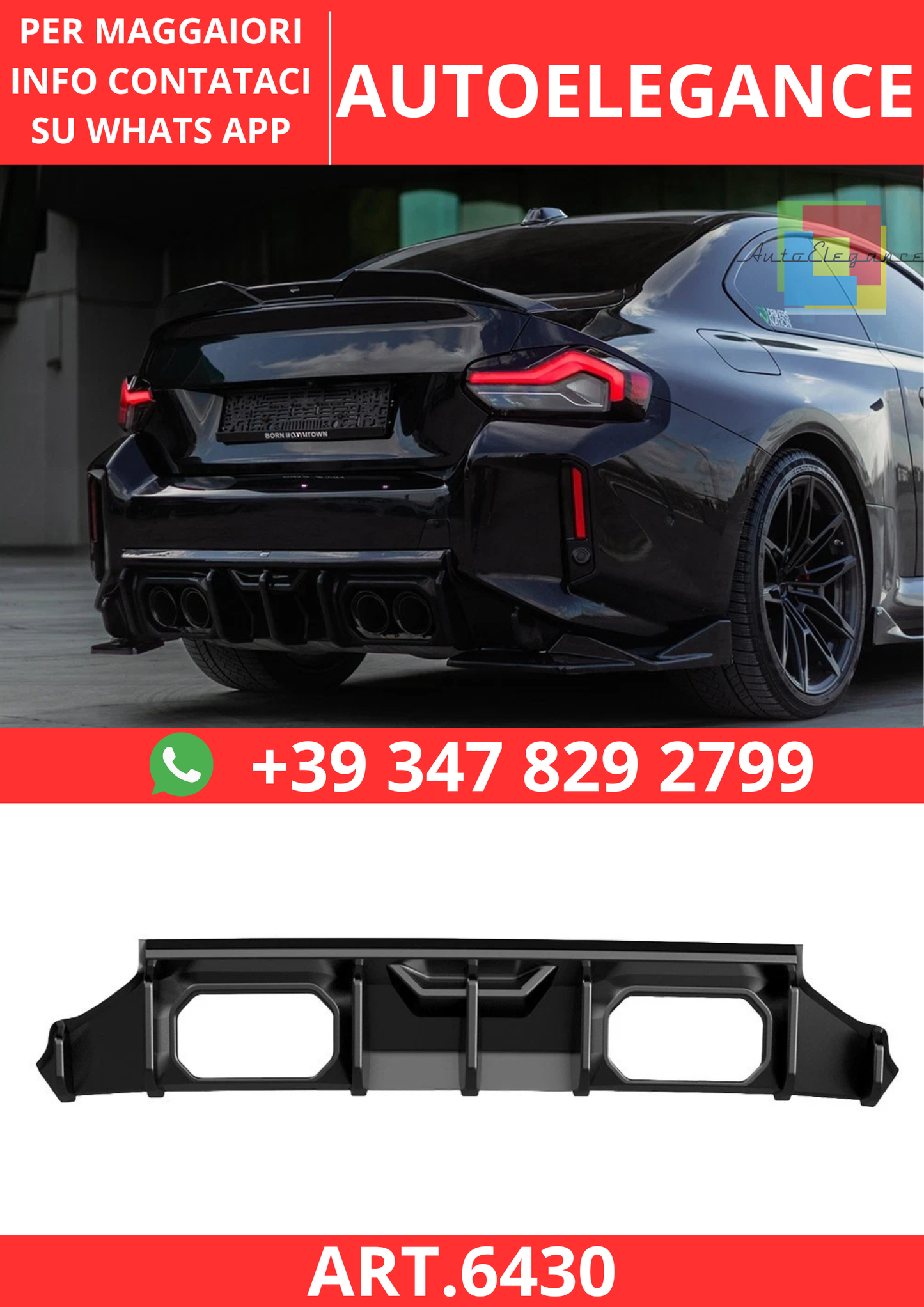 🔥ART.6430 DIFFUSORE POSTERIORE COMPATIBILE CON BMW M2 G87 DAL 2023🔥