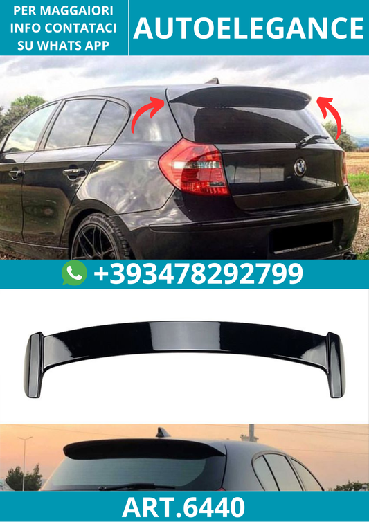 6440⭐Spoiler sul tetto adatto per BMW Serie 1 E81 E87, nero lucido⭐