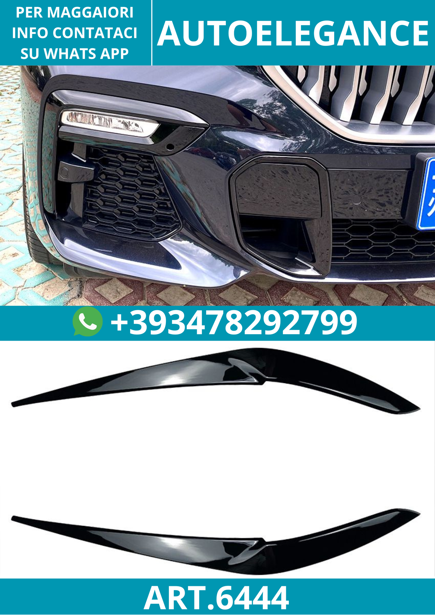 6444⭐Coprifari anti-malocchio nero lucido per BMW X5 G05 e X6 G06⭐