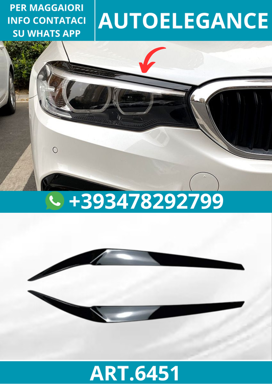 6451⭐Coprifari Evil Eye Nero Lucido per BMW Serie 5 G30 G31 17-20 (pre-LCI)⭐