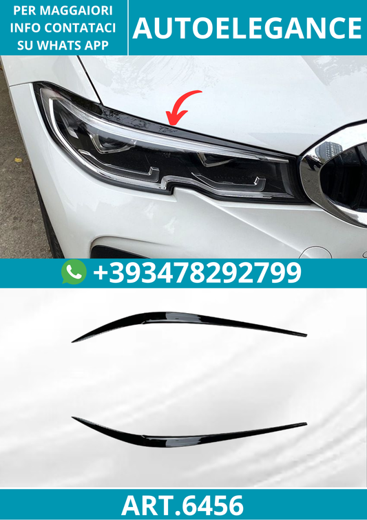 6456⭐Coprifari Evil Eye Nero Lucido per BMW Serie 3 G20 G21 19-22 (pre-LCI)⭐