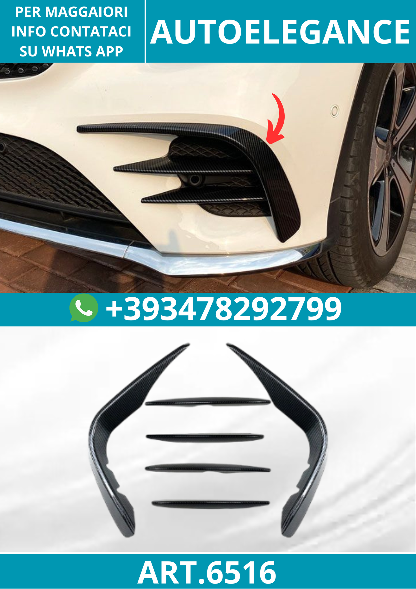 6516⭐AERO FLAPS ANTERIORI+PINNE ADATTO PER MERCEDES X253 C253 GLC AMG FLIFT⭐