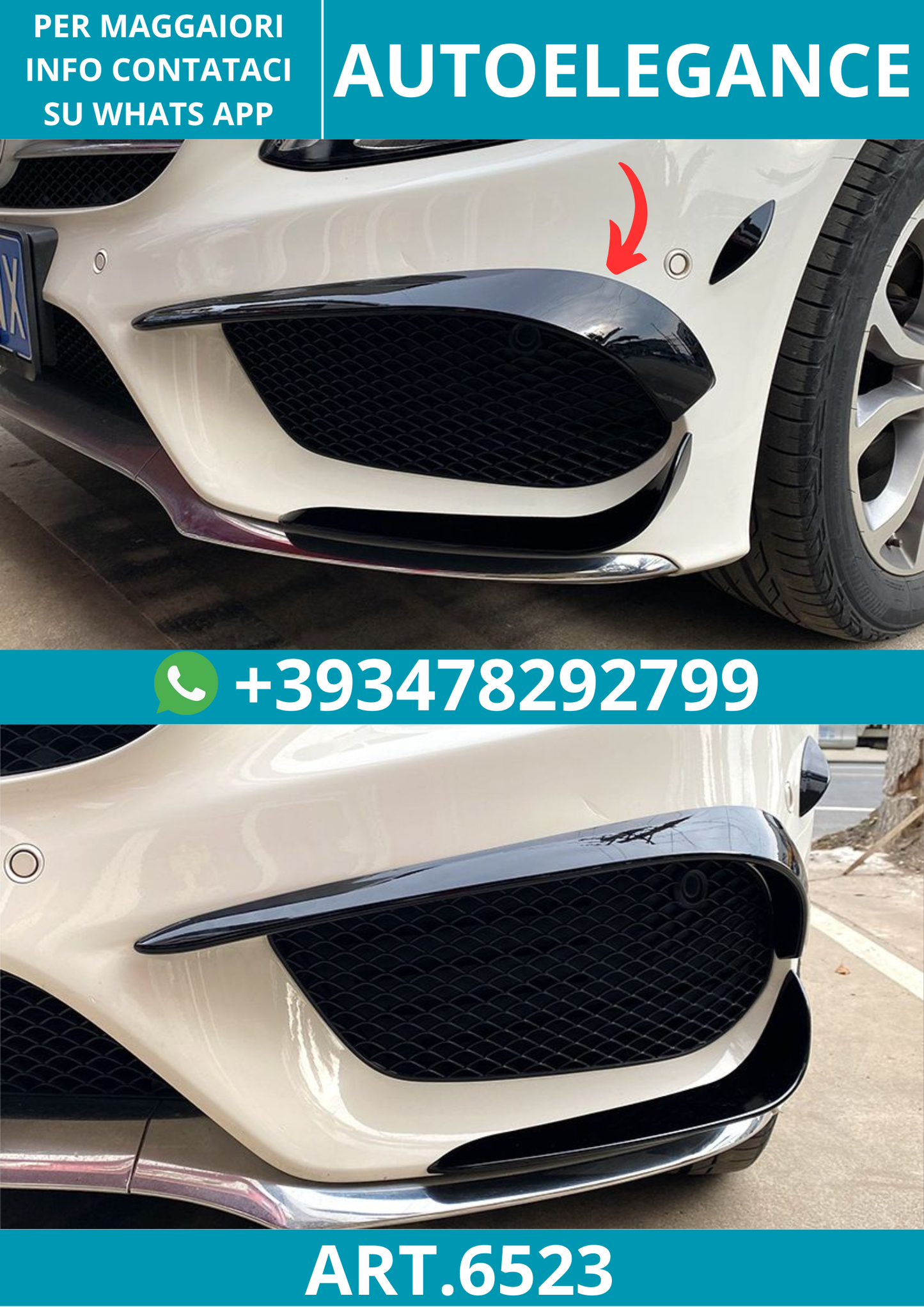 6523⭐AERO FLAPS ADATTO PER MERCEDES W205 CLASSE C AMG LINE (VOR FACELIFT)⭐