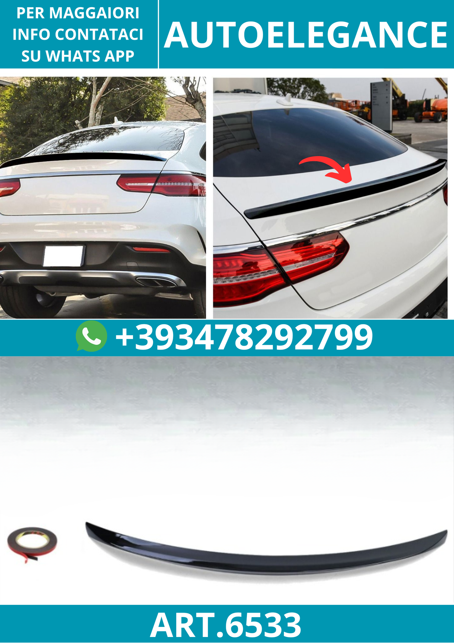 6533⭐SPOILER POSTERIORE NERO LUCIDO adatto per Mercedes C292 GLE Coupé⭐
