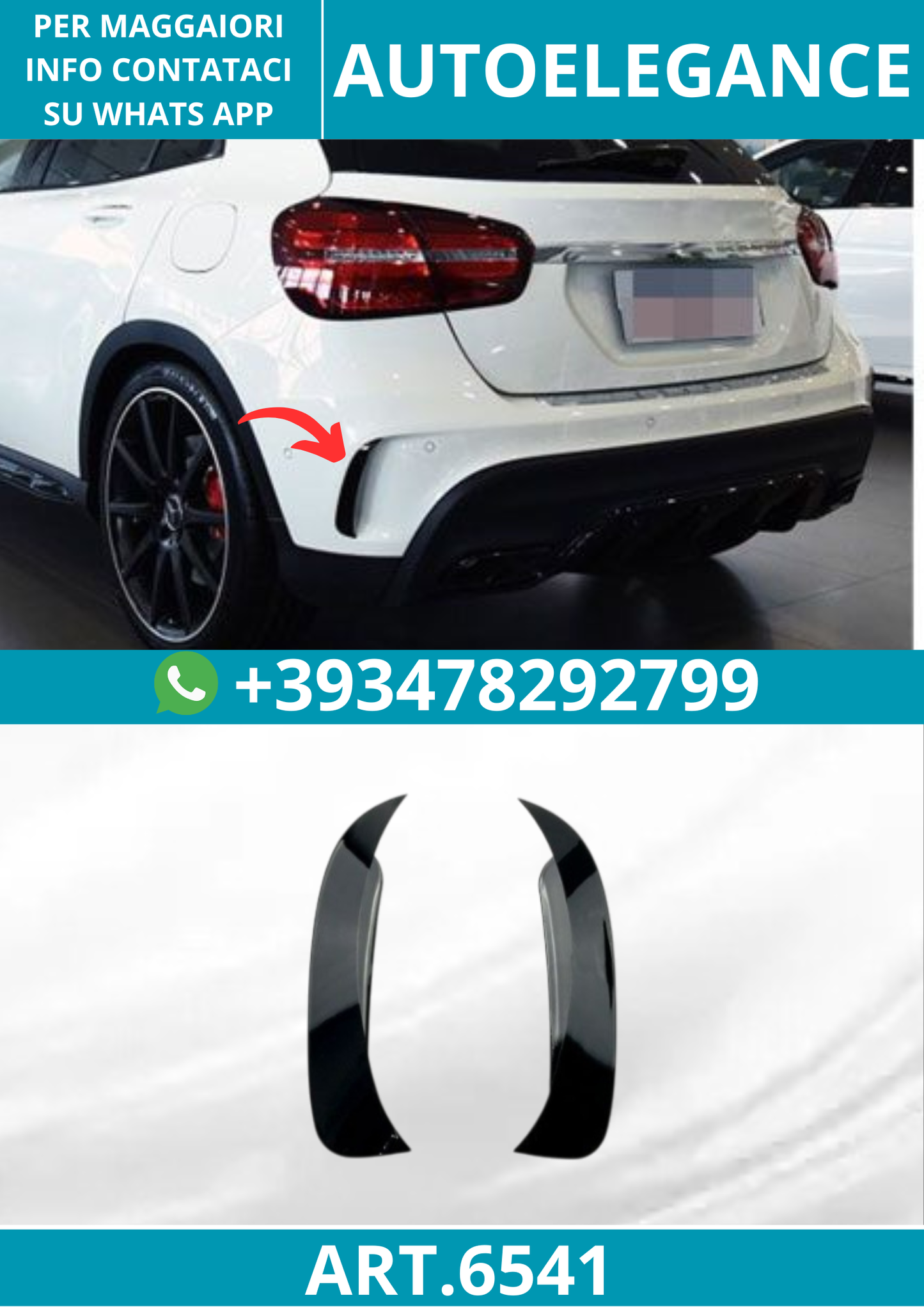 6541 ⭐FLICS AERO FLAPS NERI ADATTABILI PER MERCEDES X156 GLA⭐