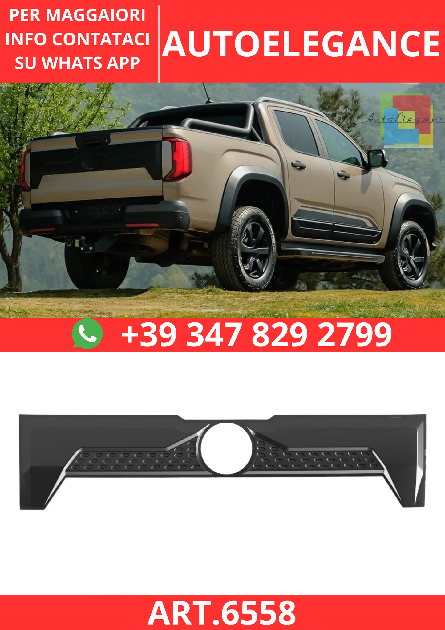 🔥ART.6558 PROTEZIONE PORTELLONE COMPATIBILE CON VW AMAROK MK2 DAL 2022🔥