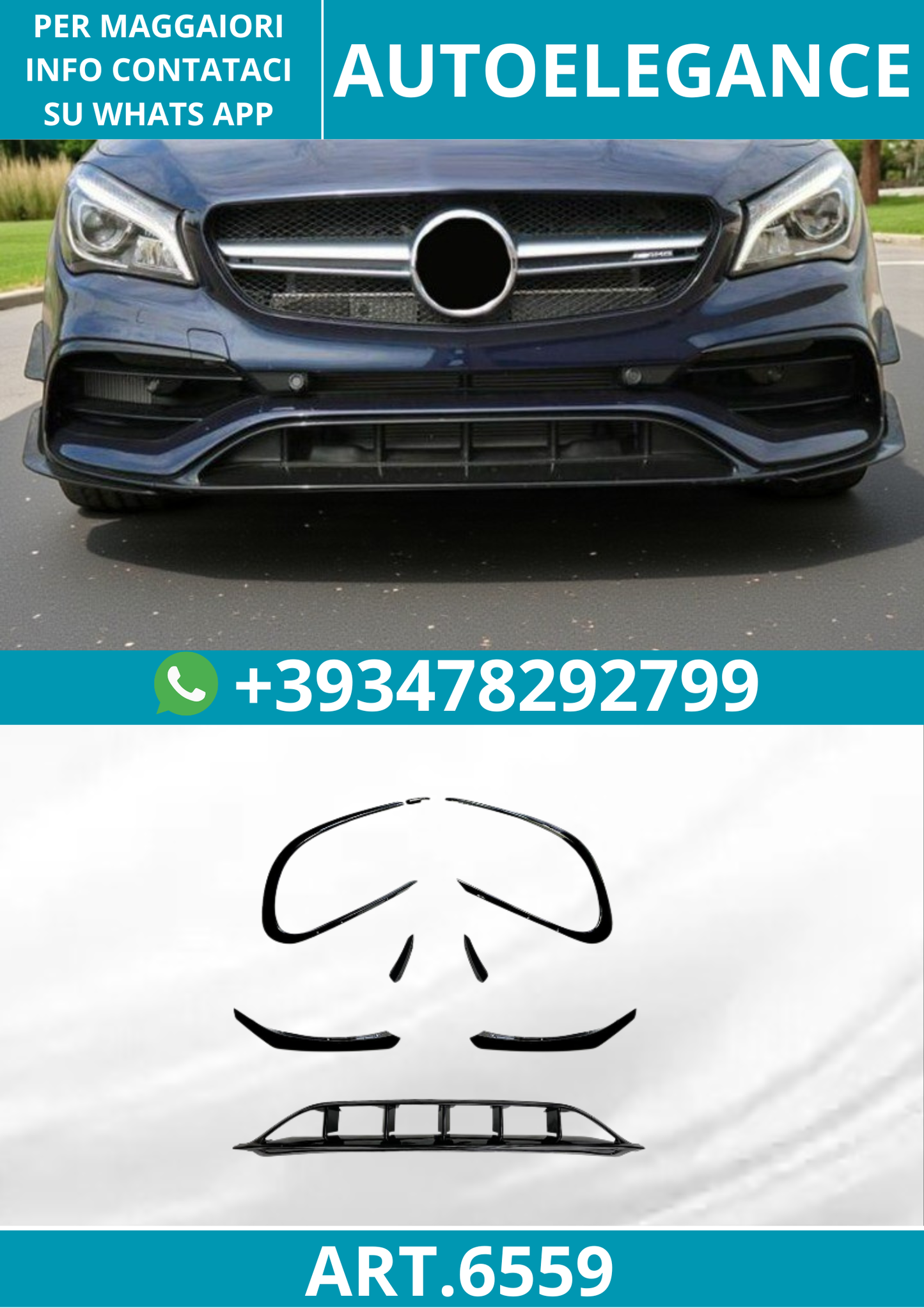 ART.6559 ⭐SPOILER ANTERIORE adatto per Mercedes C117 classe CLA restyling⭐