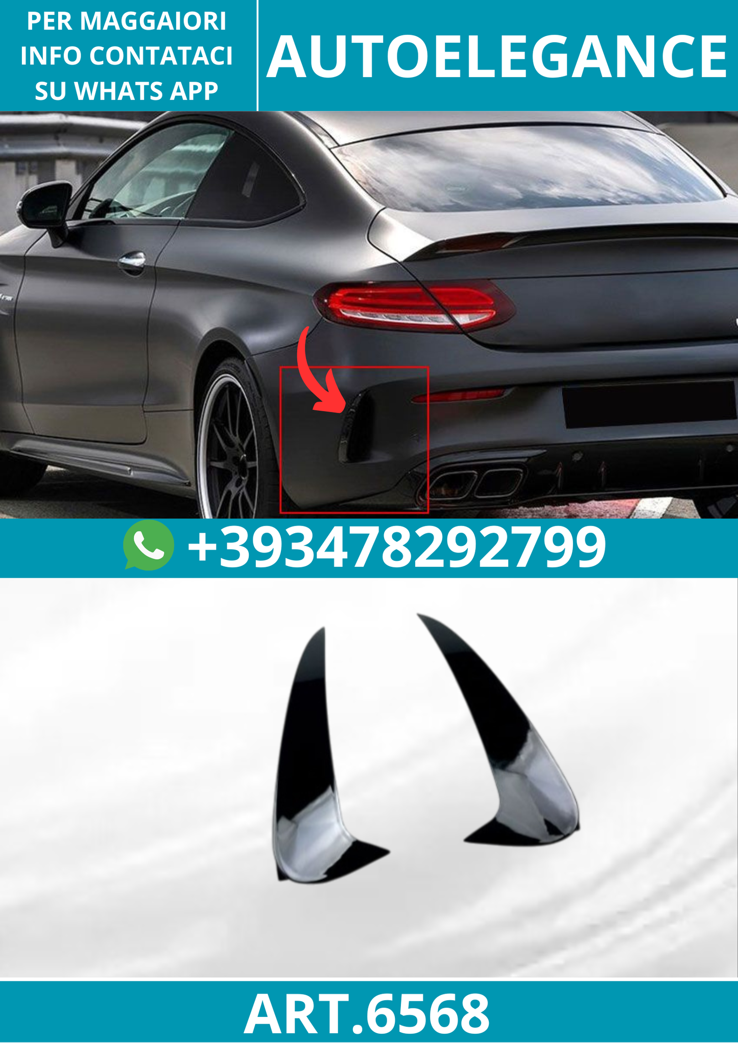 ART.6568  FLICS AERO FLAPS NERI ADATTABILI A MERCEDES C205 A205