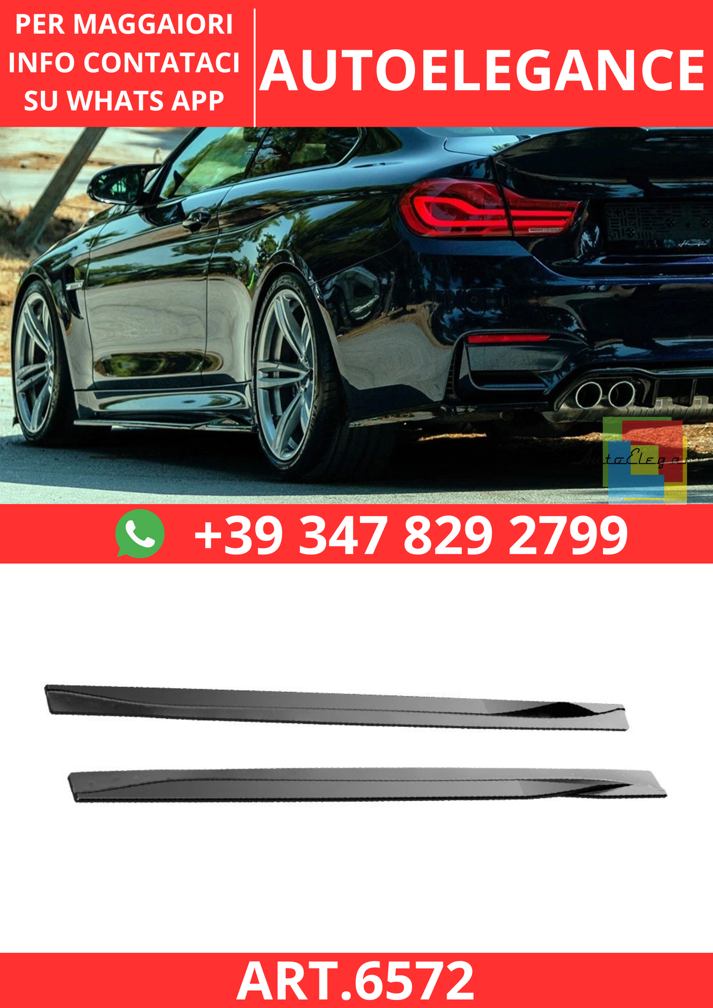 🔥ART.6572 MINIGONNE LATERALI COMPATIBILI CON BMW M4 F82 2014 - 2021🔥