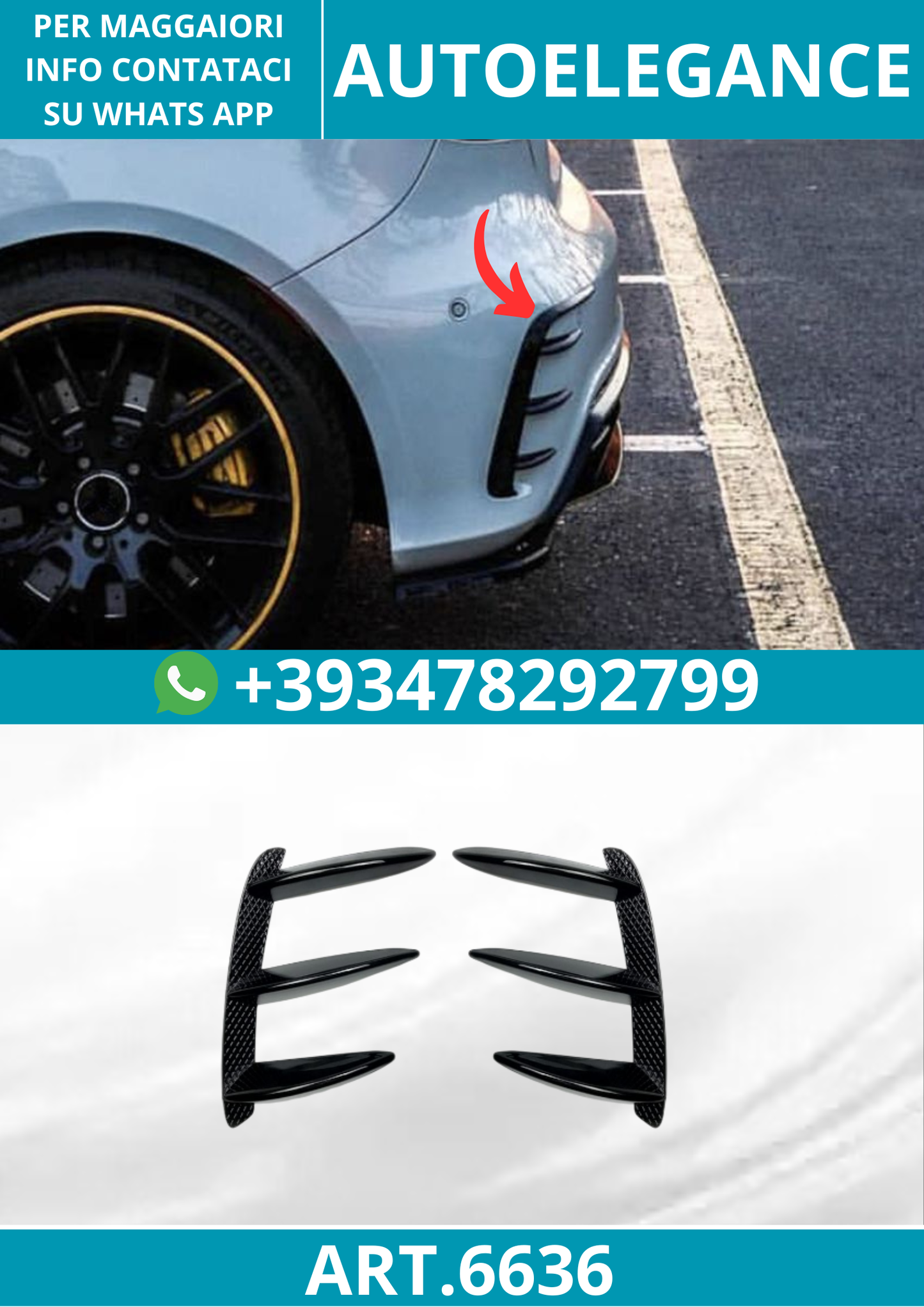 6636 ⭐SPOILER ANTERIORE adatto per Mercedes W176 Classe A FACELIFT⭐