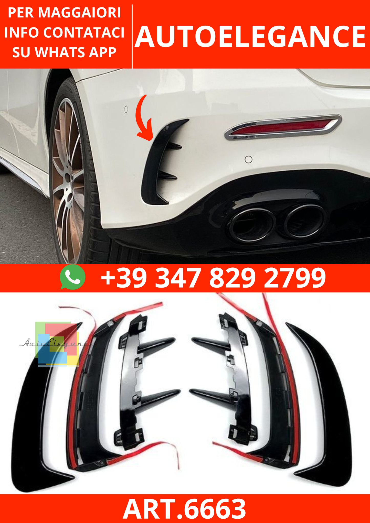 6663⭐PRESE D'ARIA SPOILER ANTERIORE CARBONIO LOOK per Mercedes W177 Classe A⭐
