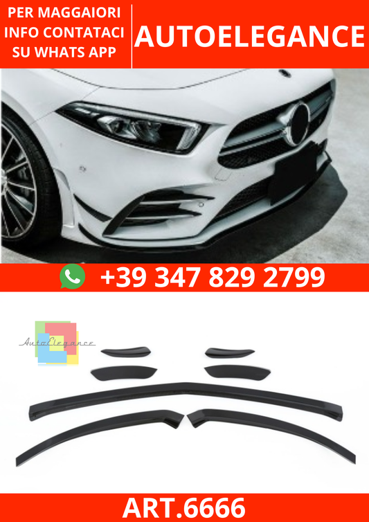 6666🔥AERO FLAPS NERI Anteriore adatto per Mercedes W177 Classe A🔥