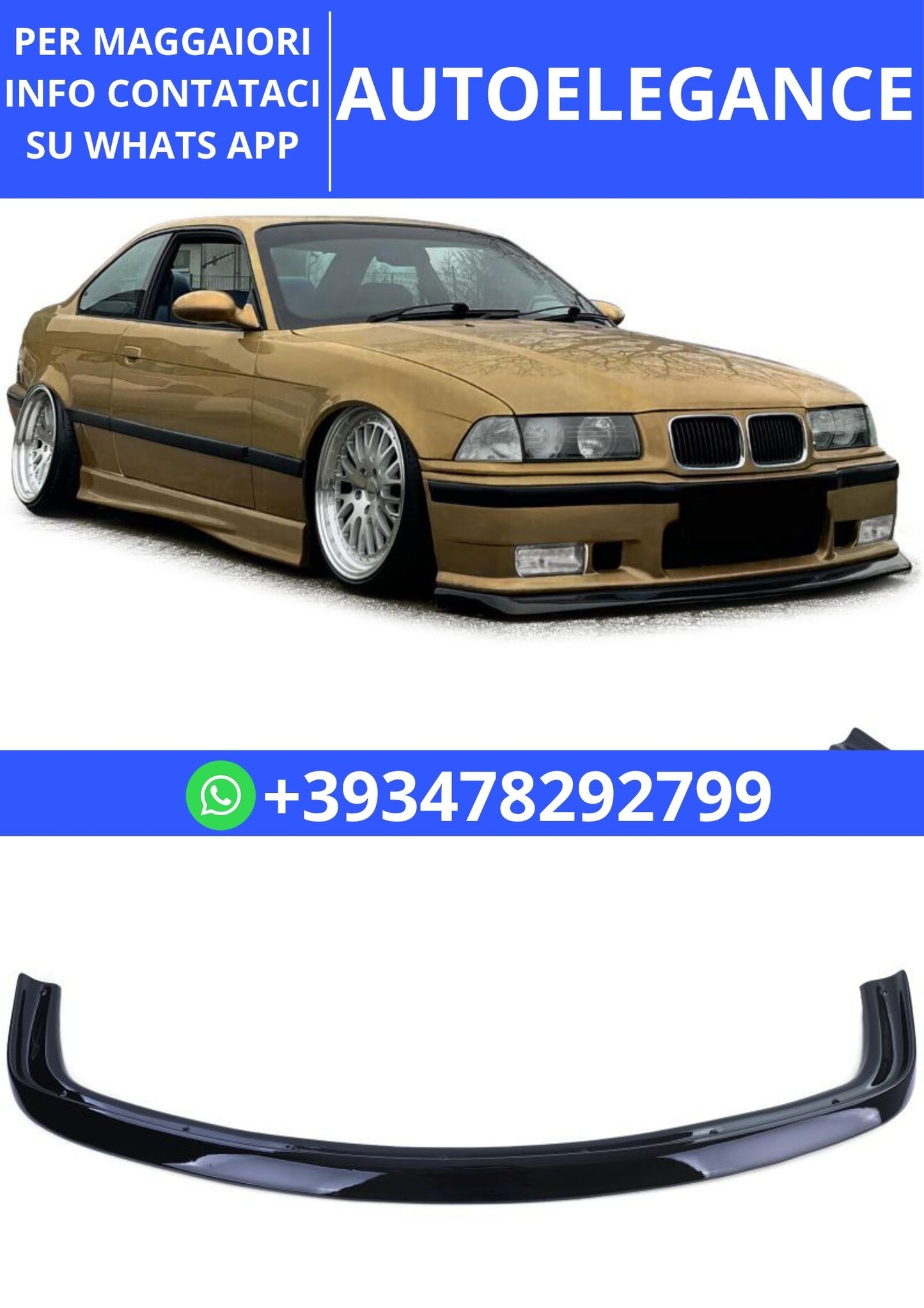 💫Splitter Anteriore Lip FATLIP Black Gloss adatto per BMW Serie 3 E36 90-99💫