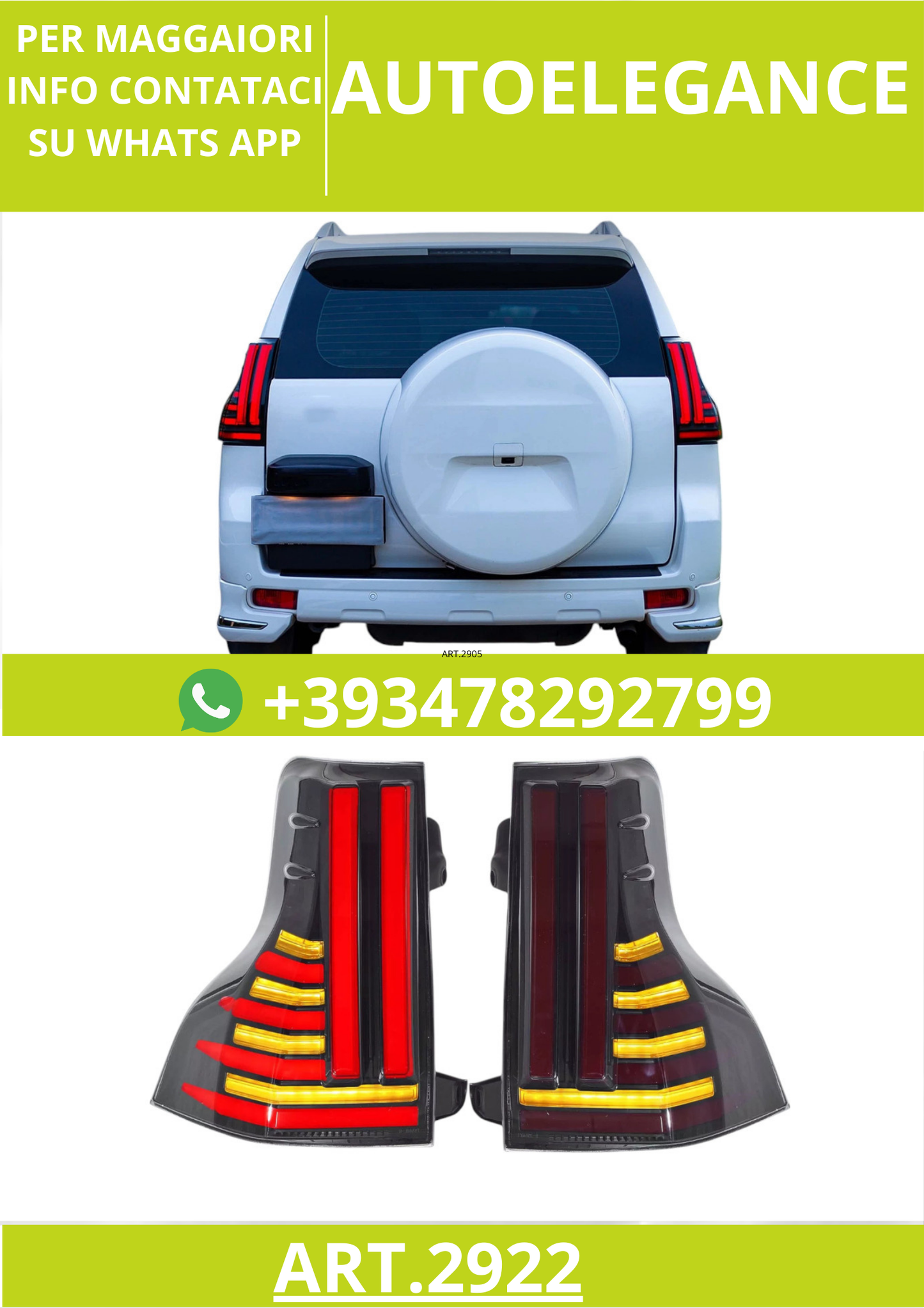 ⭐ART.2922 Fanali Posteriori a LED Fumé con Animazione – Lexus GX 460 (2014–2021⭐