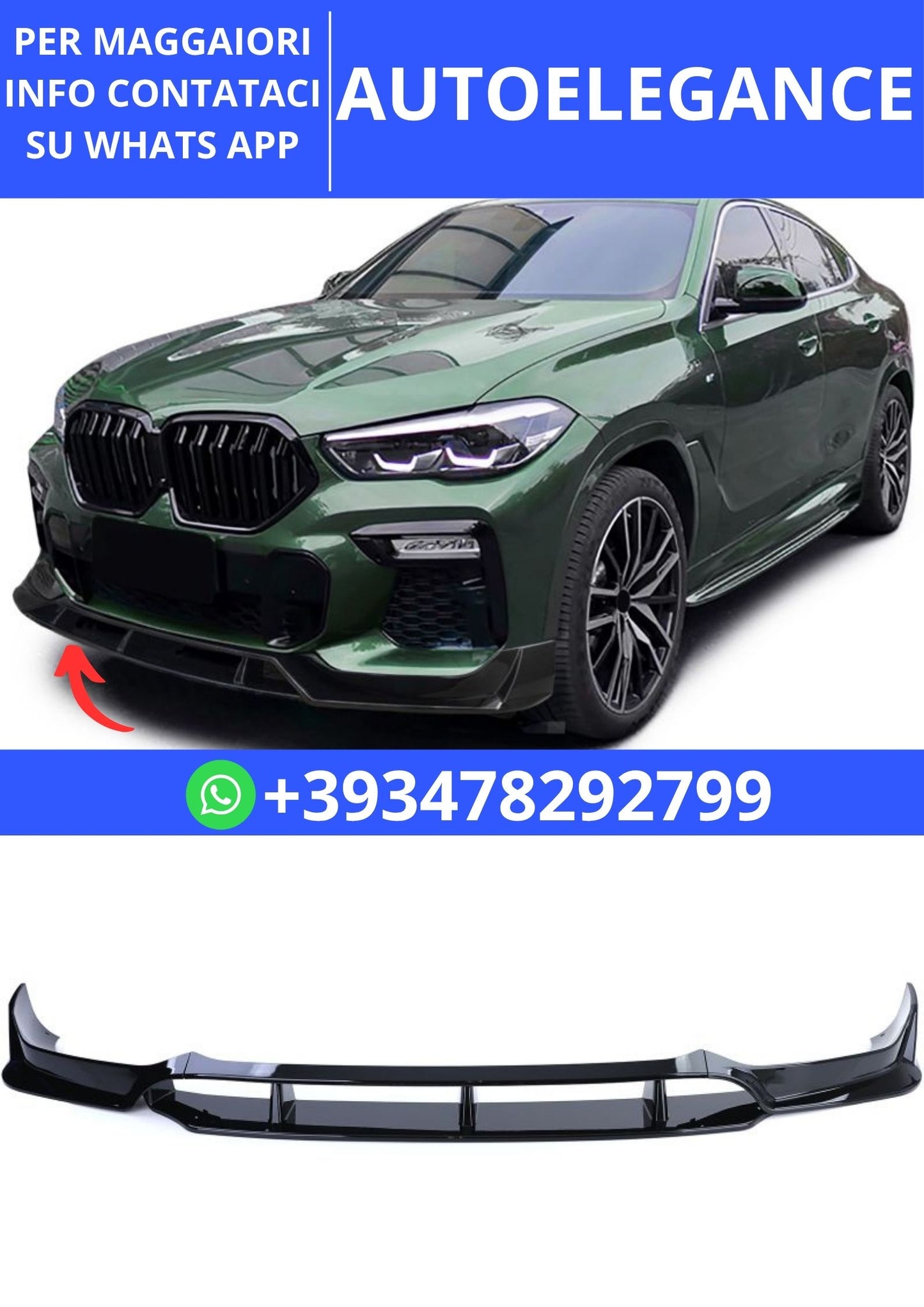 💫Set Splitter Anteriore Labbro Performance Tipo 2 adatto BMW X6 G06 da 19 💫