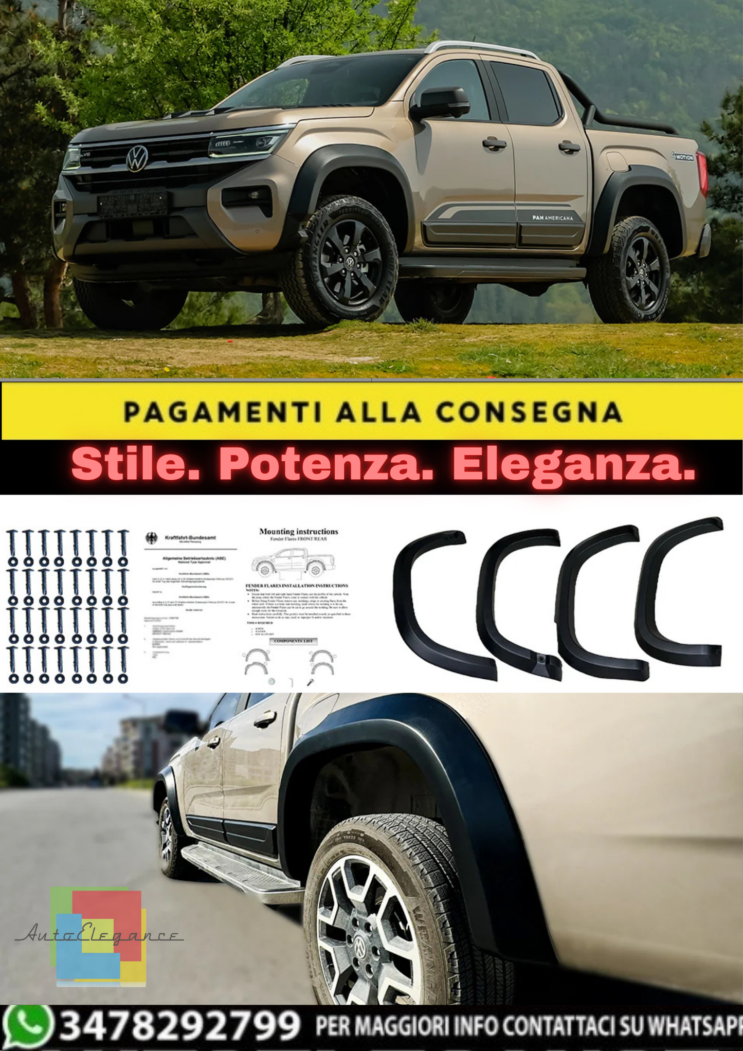 🔥FENDER FLARES (4 PCS) ADATTO PER VW AMAROK MK2 2022+🔥