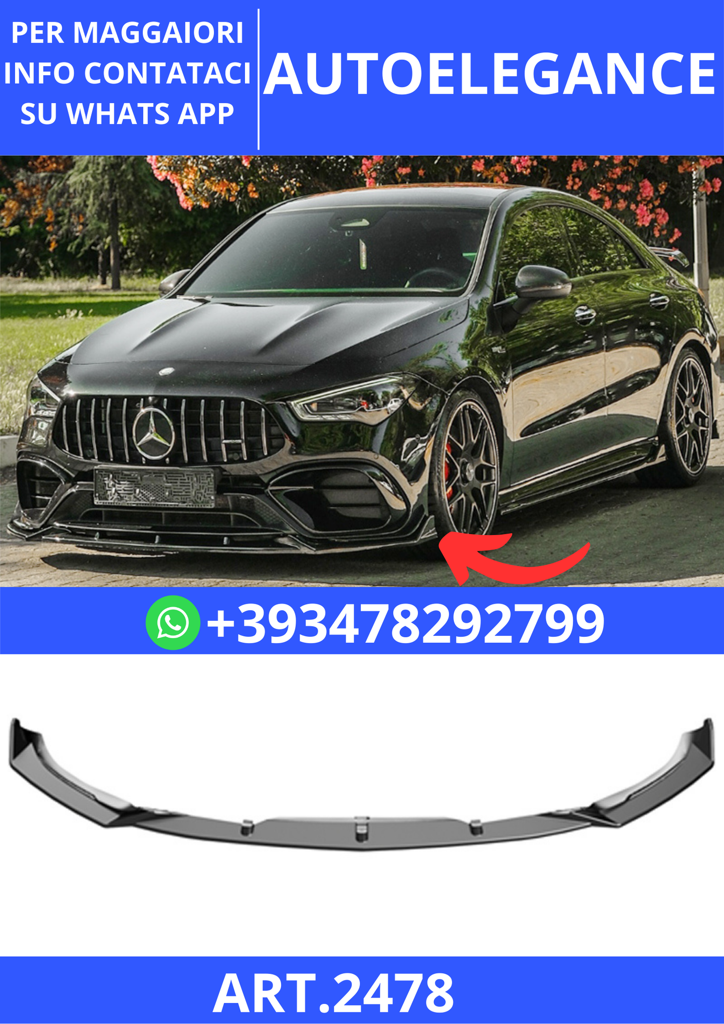 💫ART.4778 SPLITTER M. Benz C118 CLA45 2019+ A Plus A45 S Aero Pack V1 Style💫