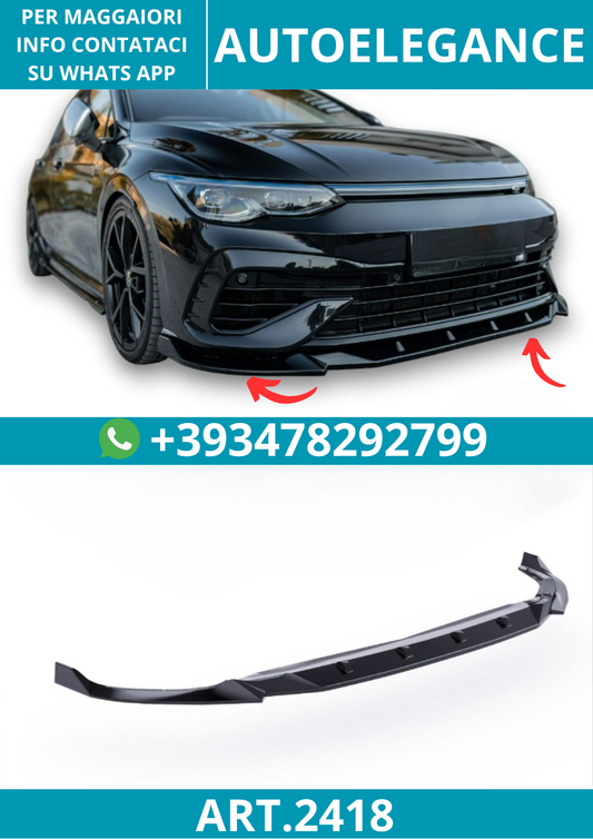 2418 ⭐Splitter anteriore adatto per Volkswagen Golf Mk8 R (2020-2024)⭐