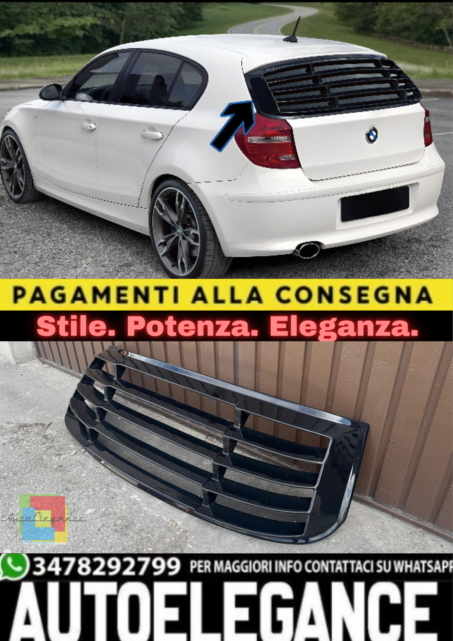🔥Louver Posteriore in ABS Nero Lucido per BMW Serie 1 E87 Berlina (2004–2011)🔥