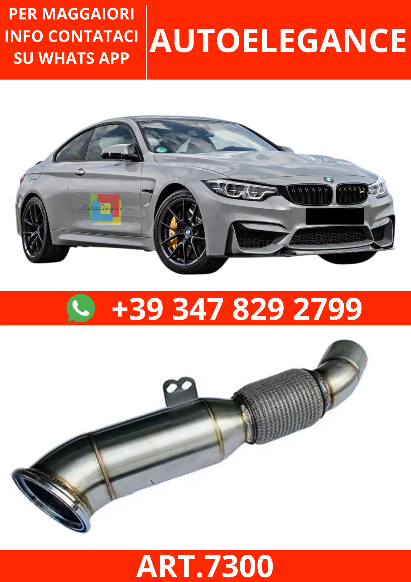 💫ART.7300 Downpipe Senza Catalizzatore per BMW Serie 3 F32 F33💫