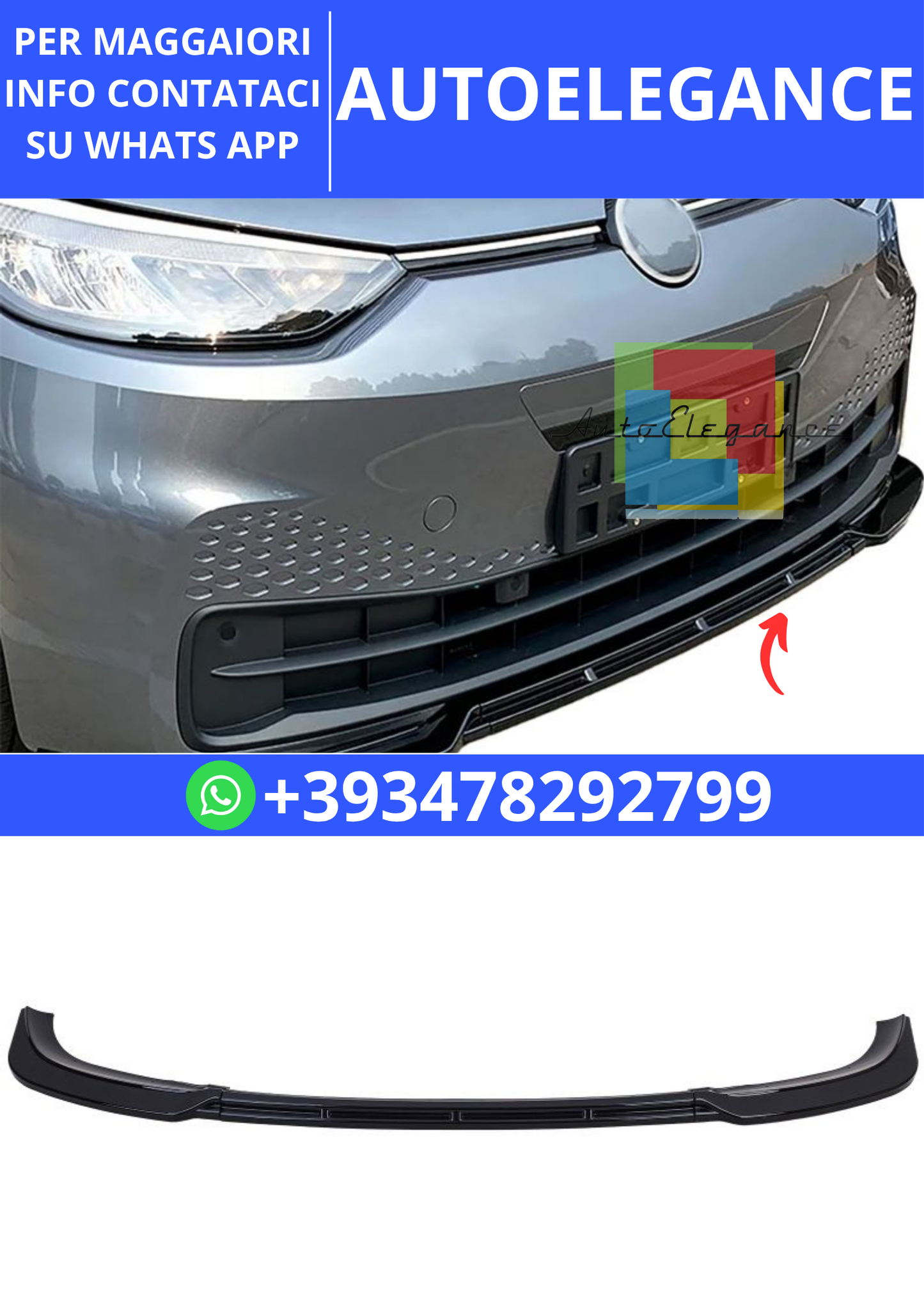 💫Spliter anteriore Lip Black Gloss adatto per VW ID.3💫