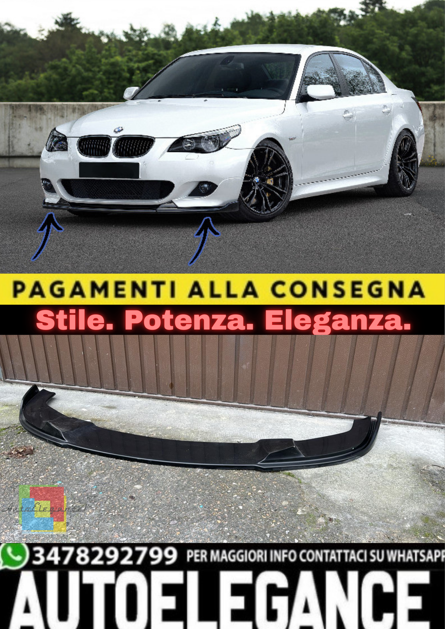 🔥Splitter Anteriore in ABS per BMW Serie 5 E60 M-Package (2003–2010)🔥