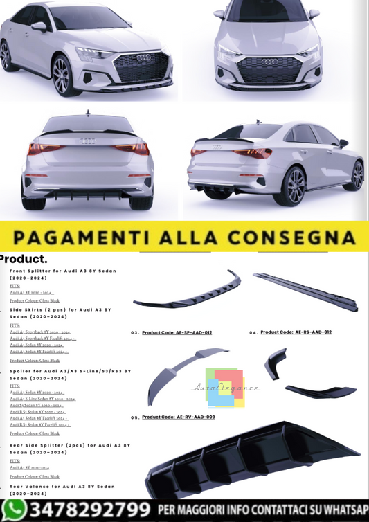 💫BODYKIT per Audi A3 8Y (Sedan / Sportback) Pre-Restyling (2020–2024)💫