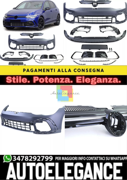 💥PARAURTI ANTERIORE SPORTIVO CON GRIGLIA E NEBBIA LED PER VW GOLF 8 RLINE💥