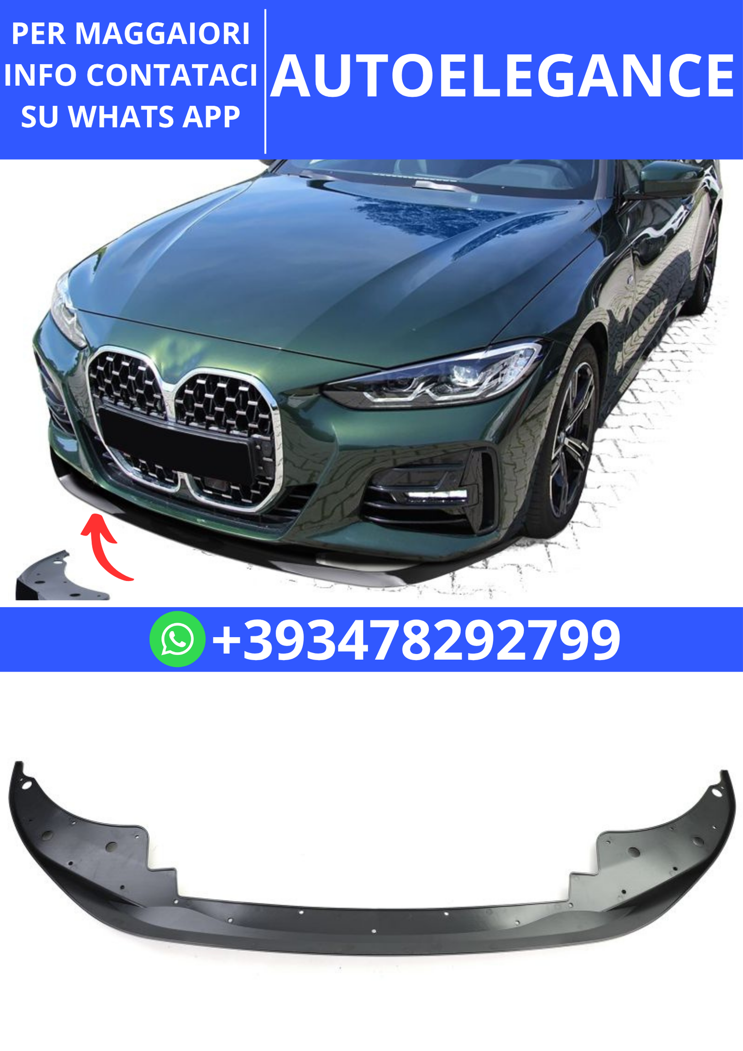💫Spoiler Lip Performance Black Gloss adatto per BMW Serie 4 G22 G23 G26 da 20💫