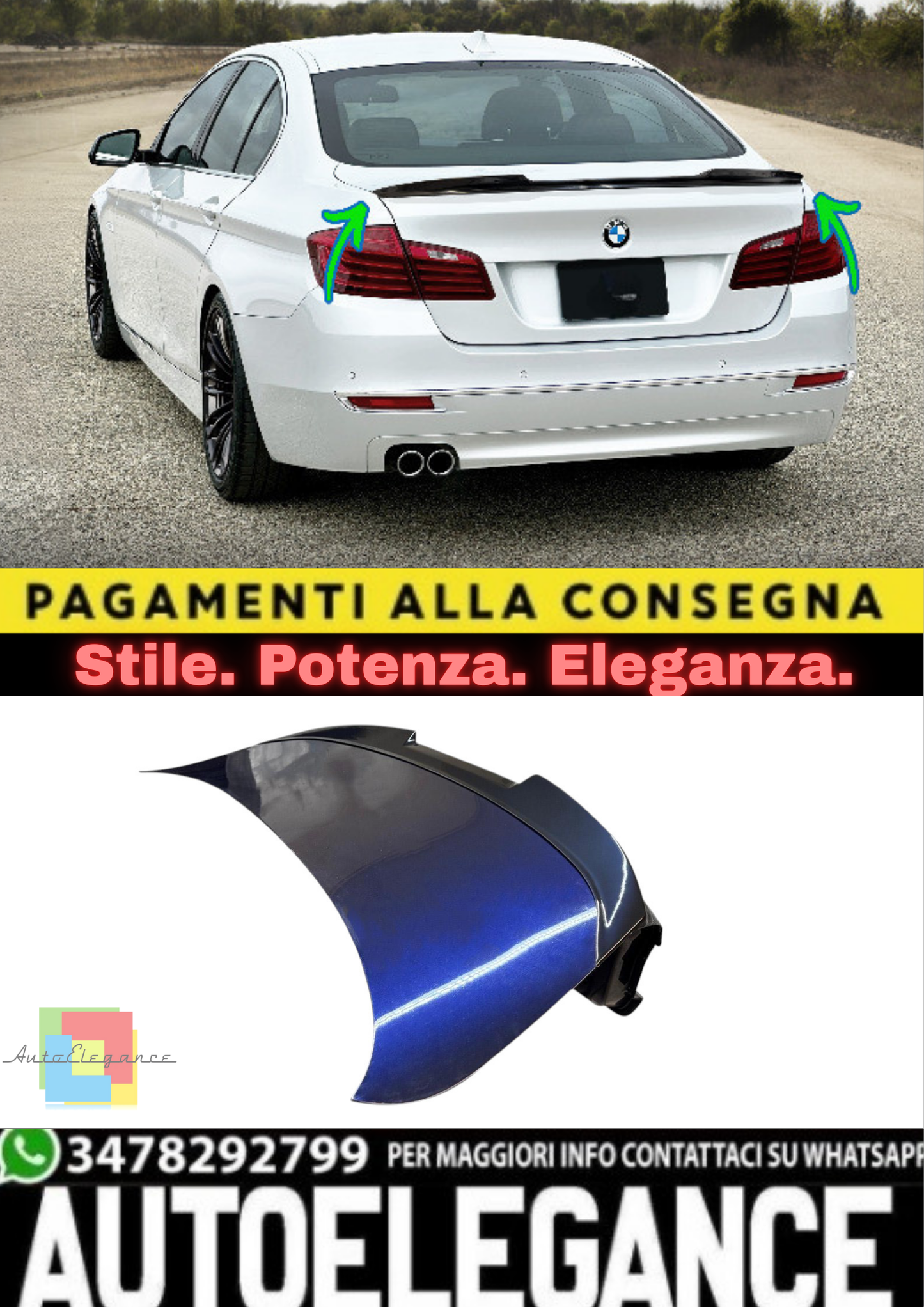 🔥Spoiler Posteriore in ABS per BMW Serie 5 F10/F11 (2010–2017)🔥