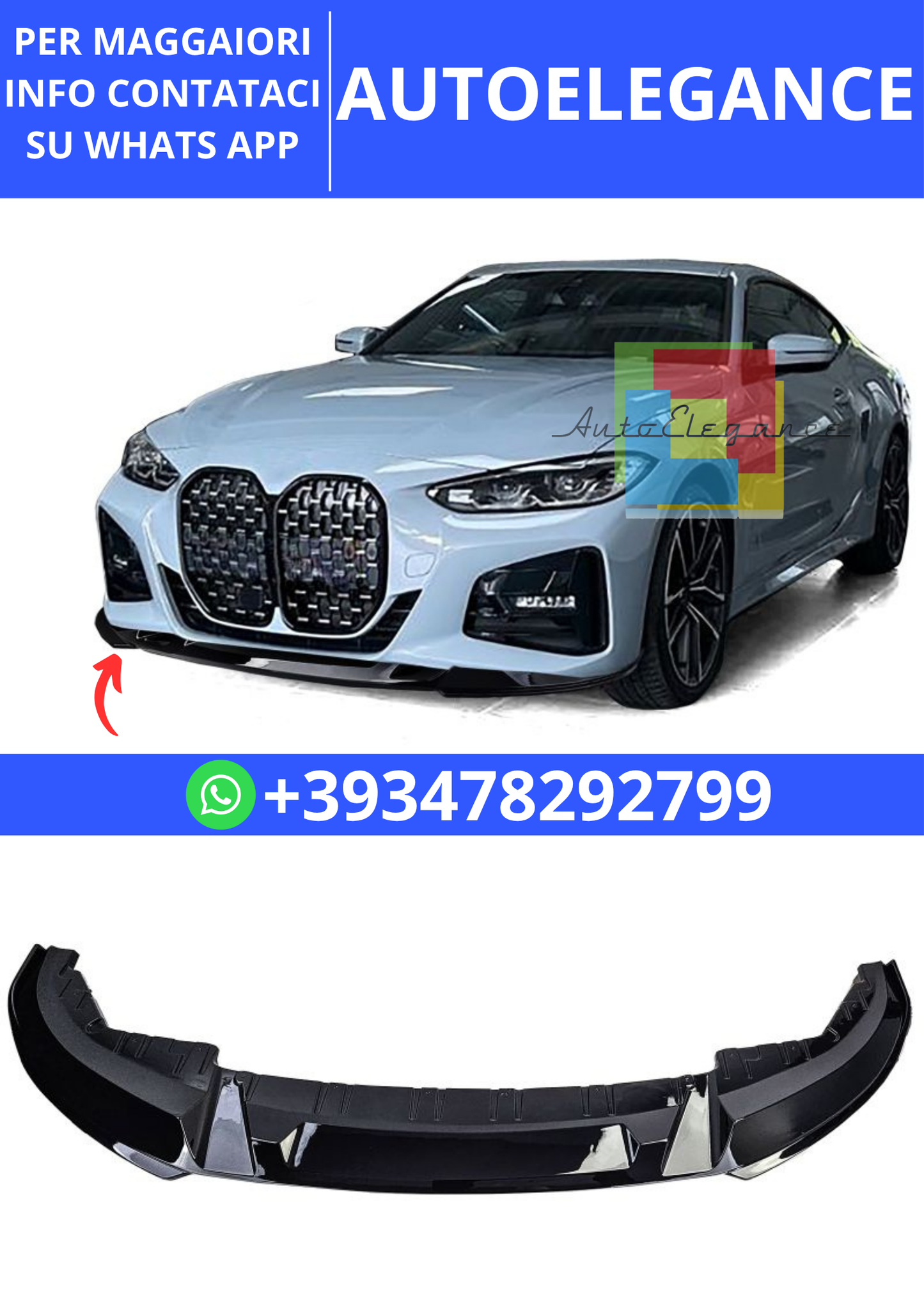 💫Spliter anteriore Lip Performance adatto per BMW Serie 4 G26 Gran Coupe💫