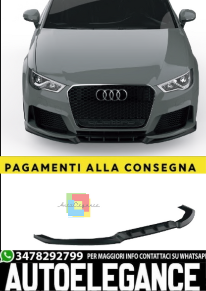 💫Splitter Anteriore per Audi RS3 8V Sportback (2015–2016) – Nero Lucido💫