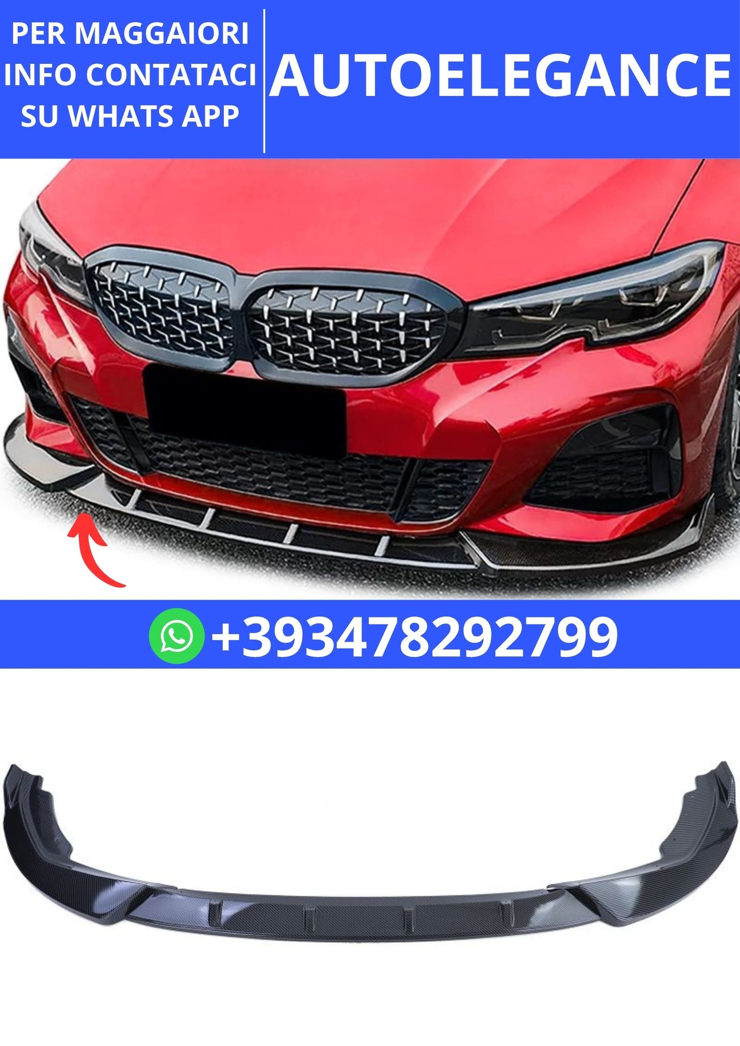💫Splitter Anteriore Lip Carbon Look adatto per BMW Serie 3 G20 G21 da 18💫