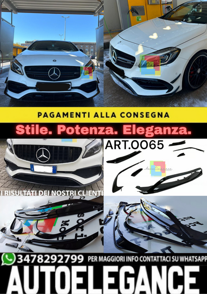 ✨0065⭐ MERCEDES A W176 15-18 SPLITTER PER PARAURTI ANTERIORE AMG A45 ABS NERO ⭐✨