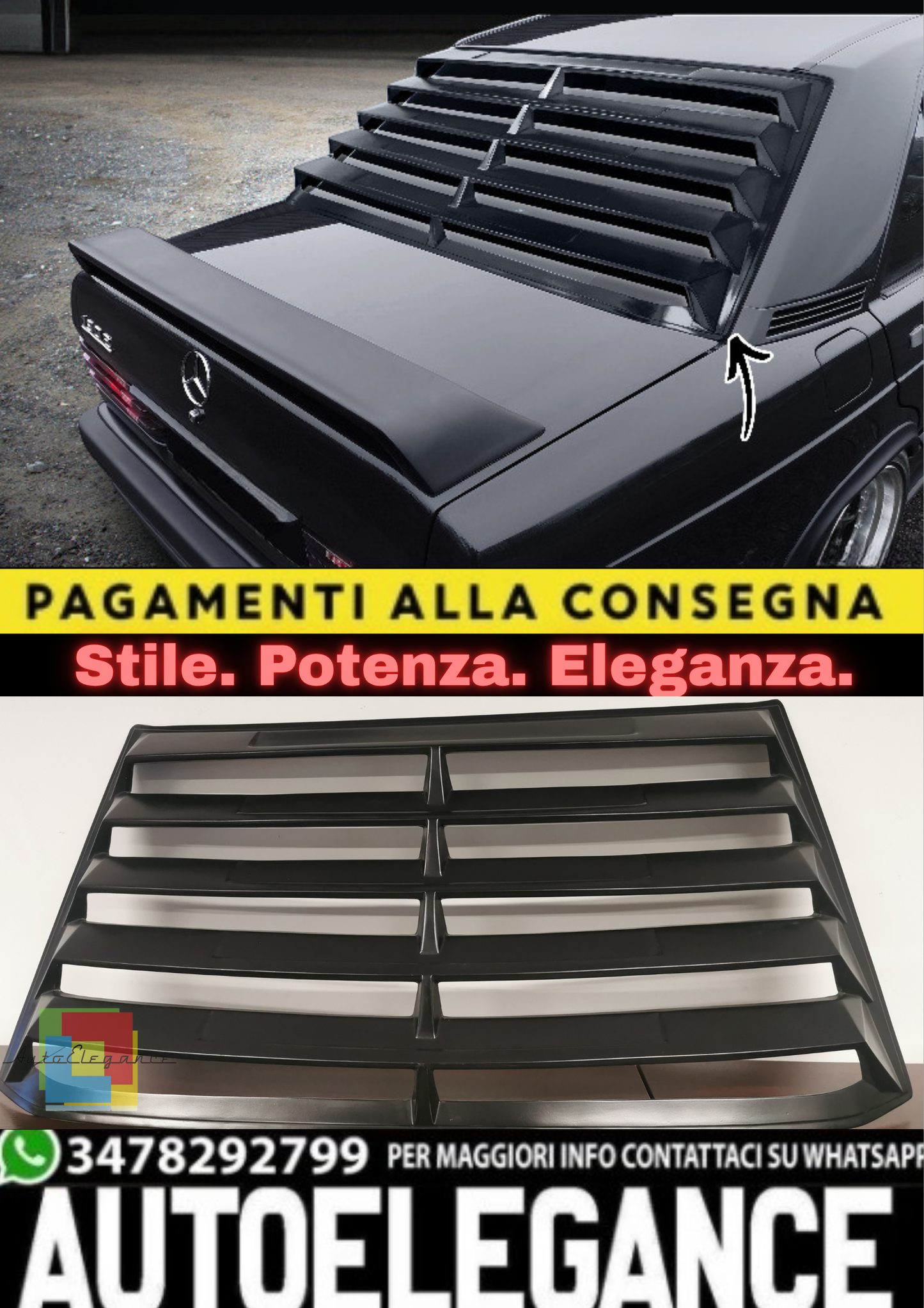 🔥Louver Lunotto Posteriore per Mercedes-Benz W201 (1982–1993)🔥
