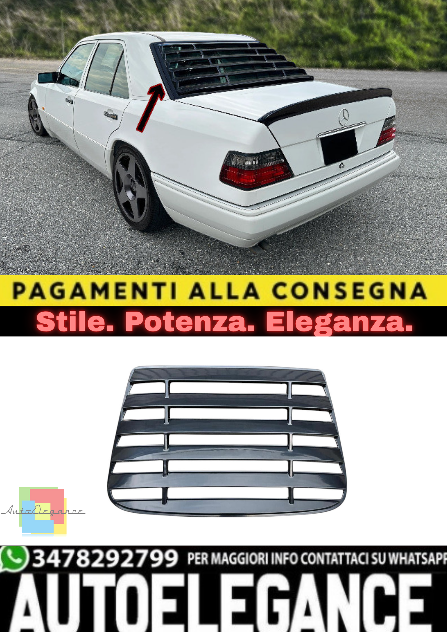 🔥Louver Lunotto Posteriore per Mercedes-Benz W124 Sedan (1984–1995)🔥