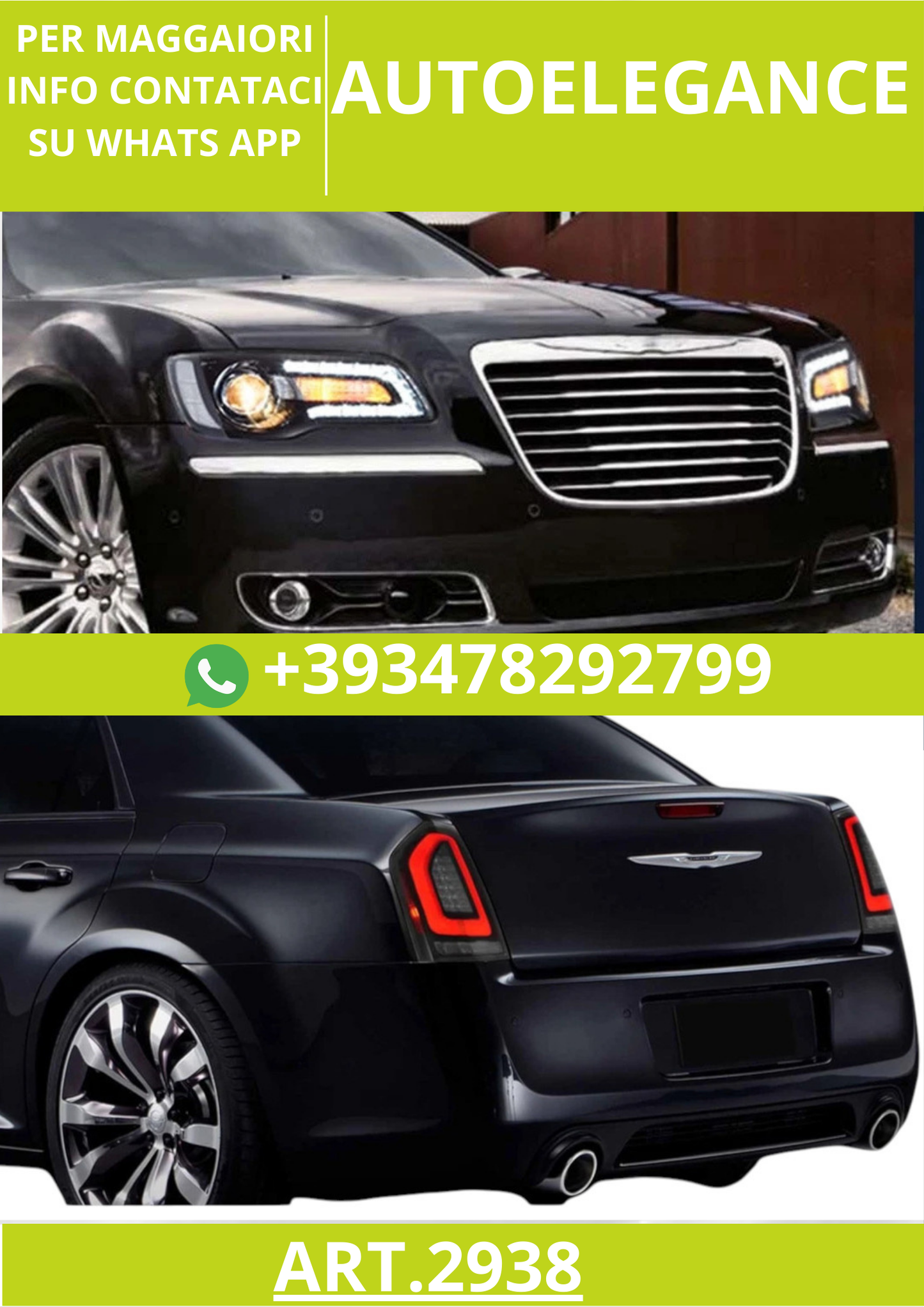 ⭐ART.2938 Kit Fari Anteriori a LED + Fanali Posteriori Fumé – Chrysler 300 ⭐