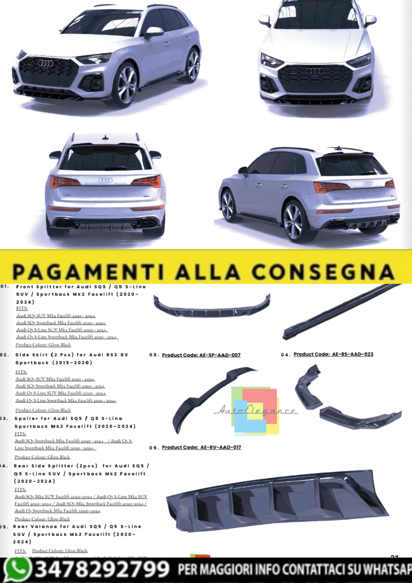 💫Body Kit Sportivo per Audi SQ5 / Q5 S-Line SUV & Sportback MK2 Facelift 💫